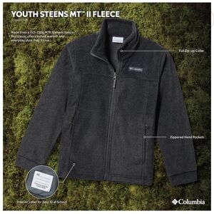 Columbia Lightweight Fleece Jacket Kids S Charcoal Heather Outdoor Sporty Casual